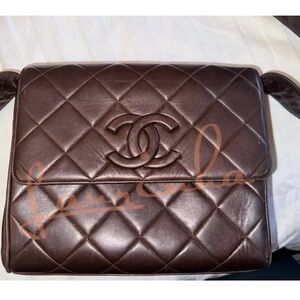 CHANEL BROWN Leather Jumbo Flap CC Crossbody Shoulder Vintage 90s Matelasse Bag